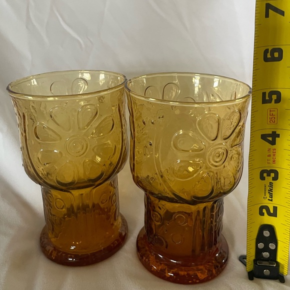 Libbey Country Garden Daisy Glasses Amber - Set of 2 - Picture 7 of 7